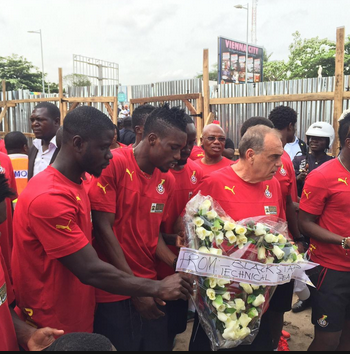 Black Stars also laid wreaths for victims of the fire