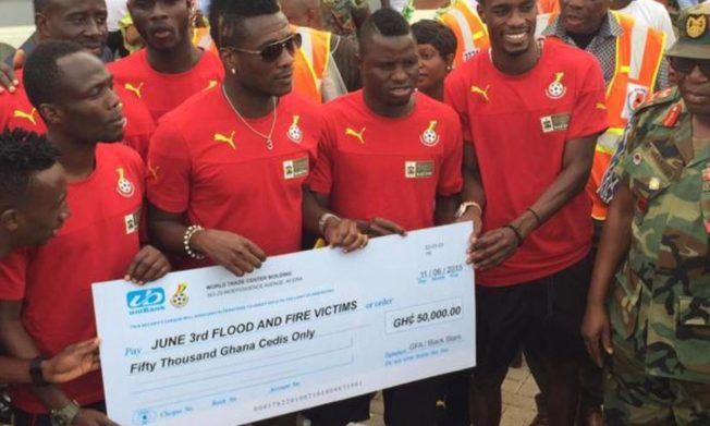 Black Stars players donate 50, 000 cedis to flood victims