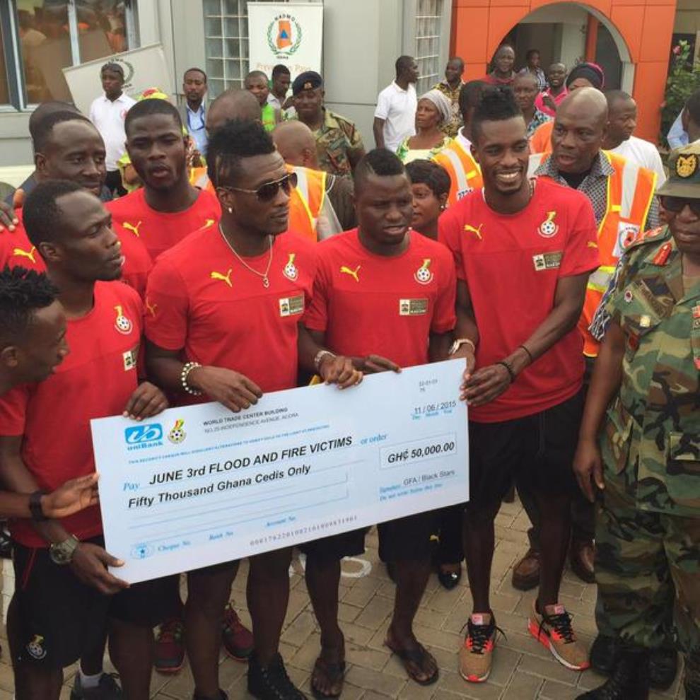 Black Stars players donate 50, 000 cedis to flood victims