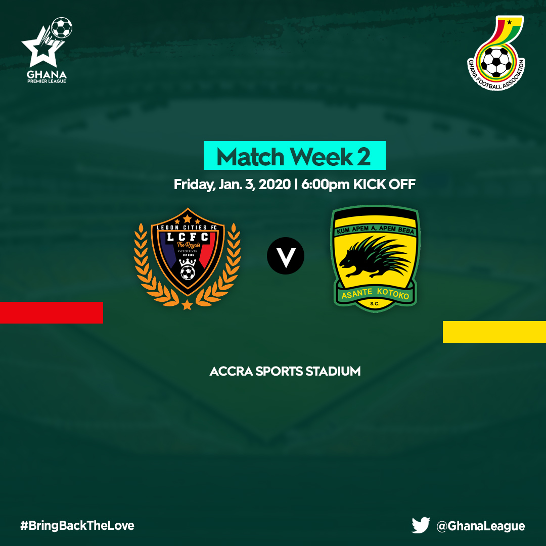 Legon Cities, Kotoko to lock horns in first Friday night game of the season
