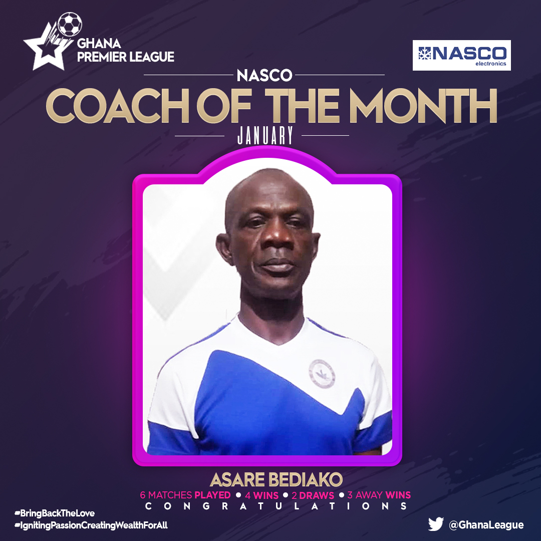 Berekum Chelsea's Asare Bediako wins Nasco Coach of the Month