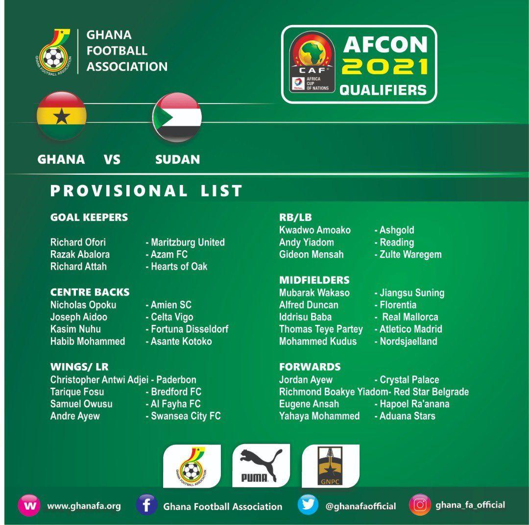 Akonnor names Ghana squad for Sudan games