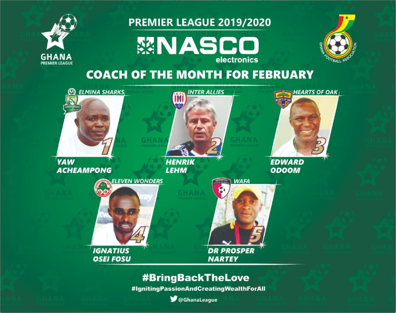 2019/20 GPL: February NASCO Coach of the Month nominees