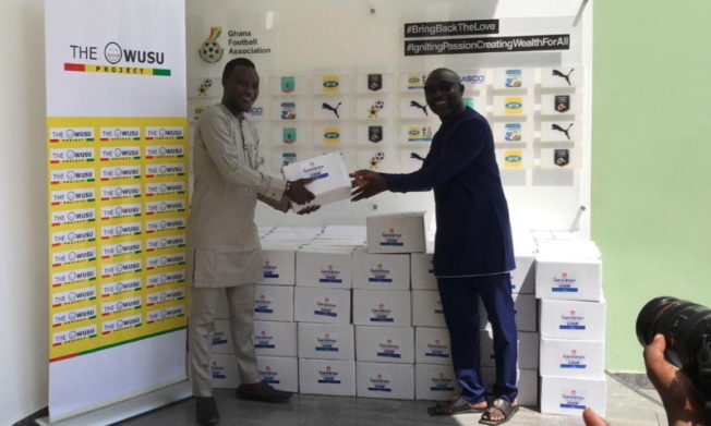 GFA receives hand sanitizers from Samuel Owusu