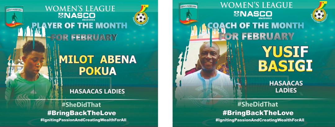 WPL: Hasaacas Ladies duo win NASCO Player and Coach of the Month for February awards