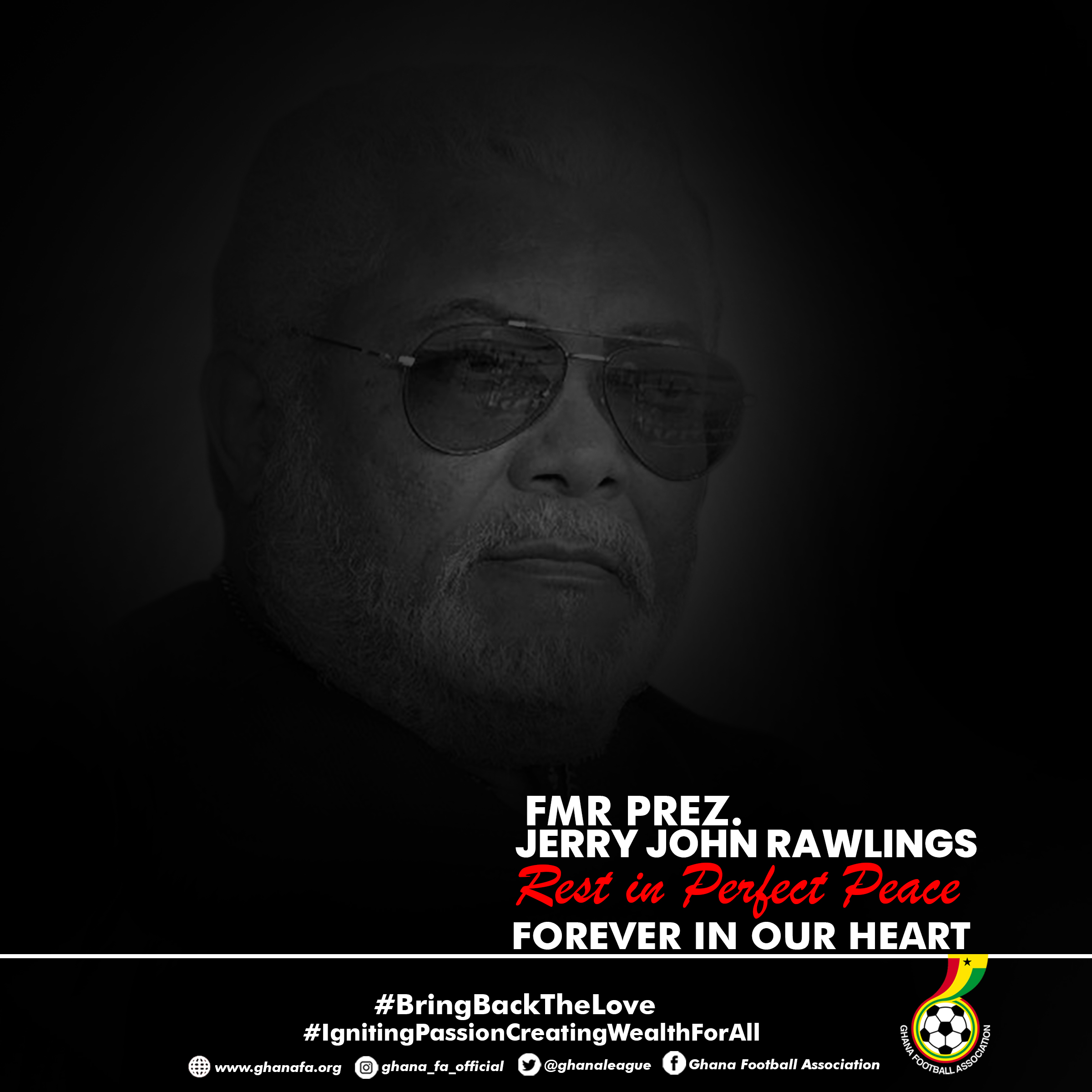 GFA mourns late President Rawlings: Clubs to observe a minute silence to herald Premier League games