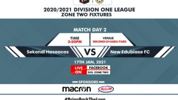 Sekondi Hasaacas host New Edubiase United in Zone Two - Match day two fixtures