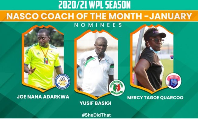 Mercy Tagoe, Basigi & Joe Adarkwa nominated for Nasco Coach of the Month Award - January