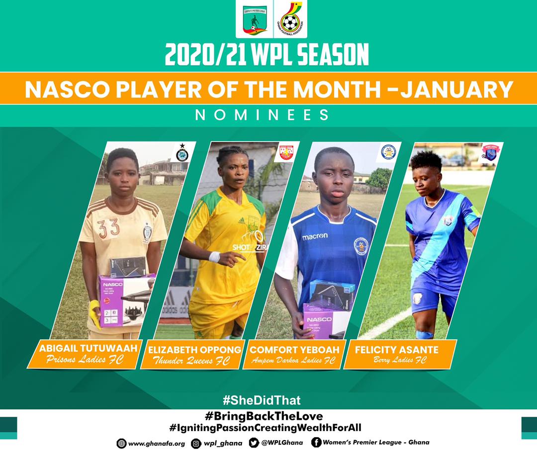 WPL: Four players nominated for NASCO Player of the Month Award - January