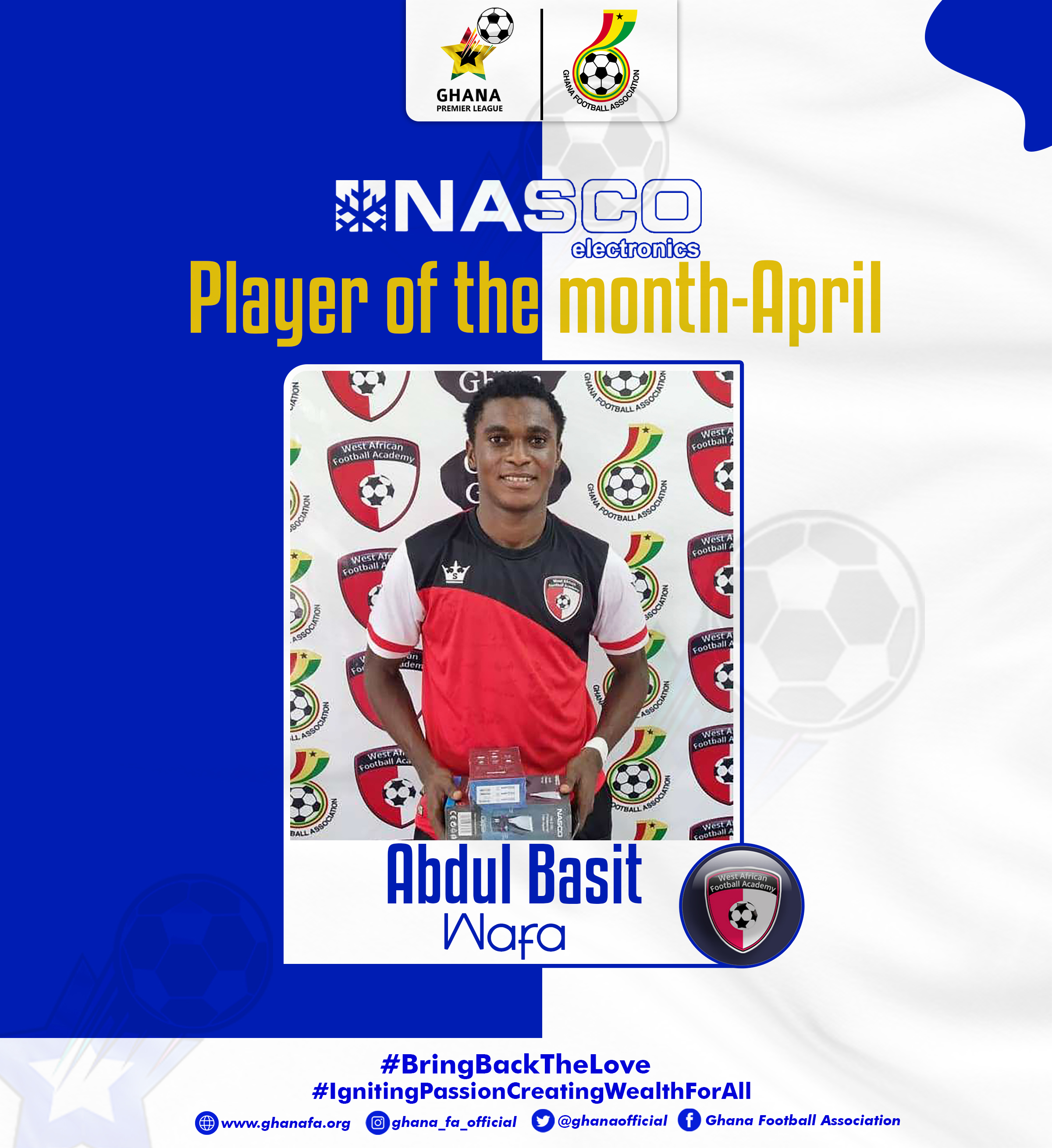WAFA’s Abdul Basit named as NASCO Player of the month- April
