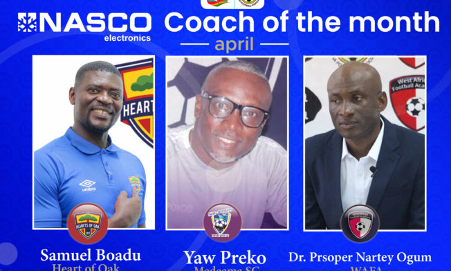 Nominees for NASCO Coach of the Month - April