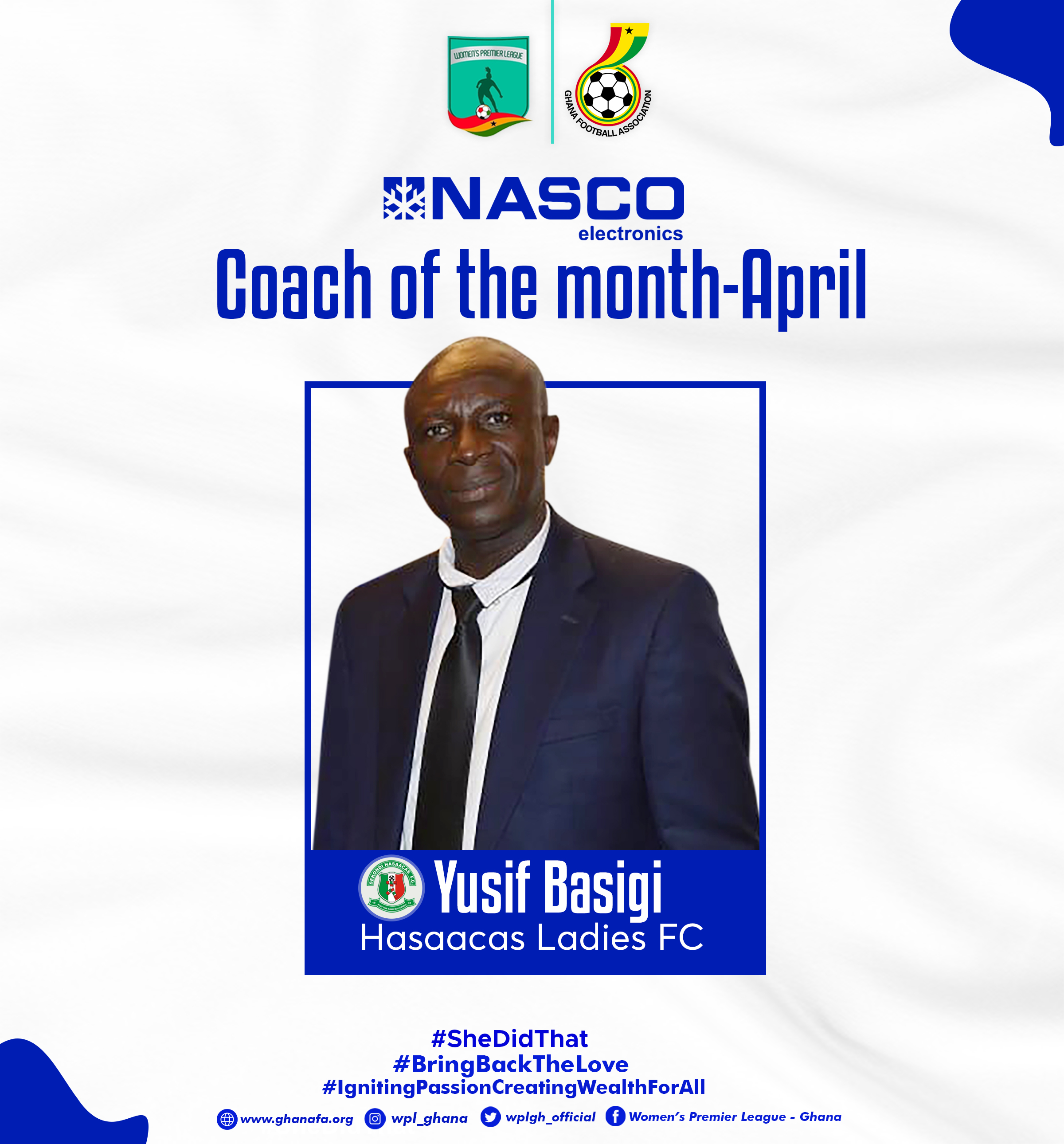 Yussif Basigi wins Nasco Coach of the month for April