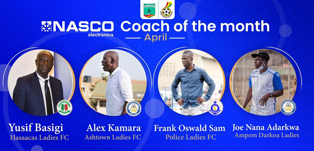 Basigi, Adarkwa, Oswald and Kamara shortlisted for NASCO coach of the Month for April