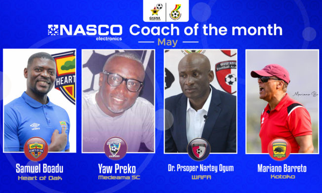 Four Coaches shortlisted for NASCO Coach of the Month-May