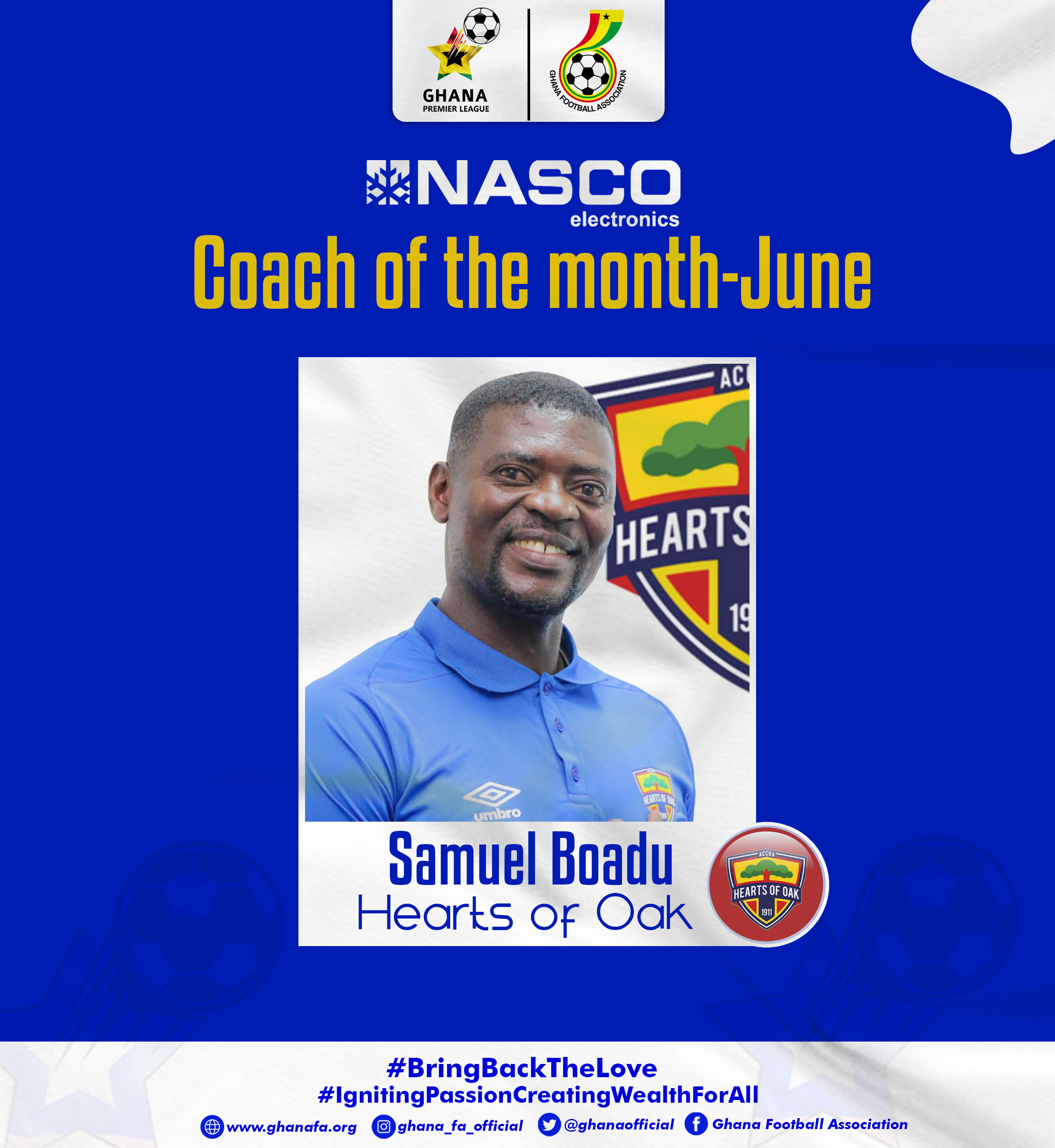 Samuel Boadu named NASCO GPL Coach of the Month for June