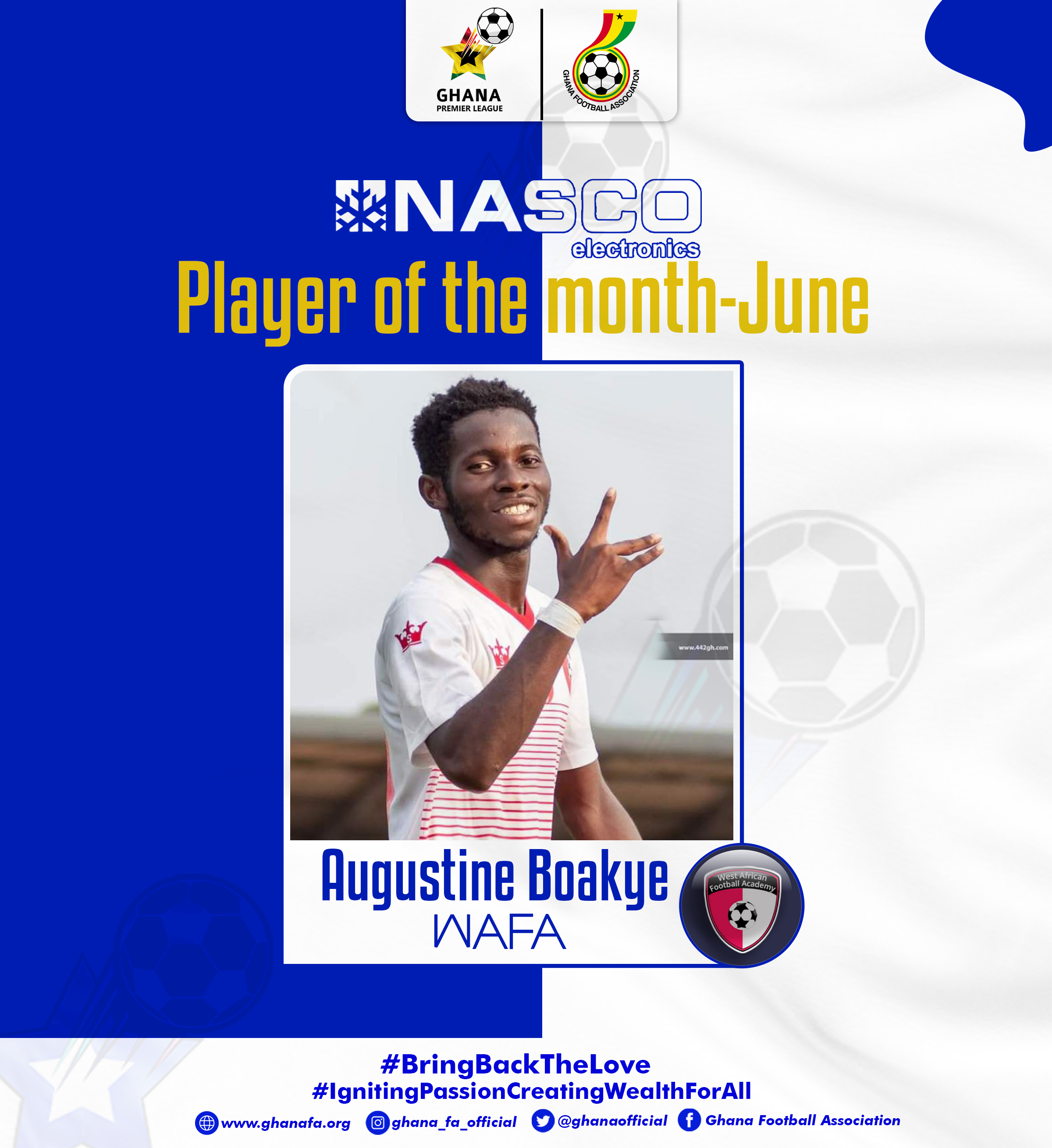 Augustine Boakye wins NASCO GPL Player of Month for June