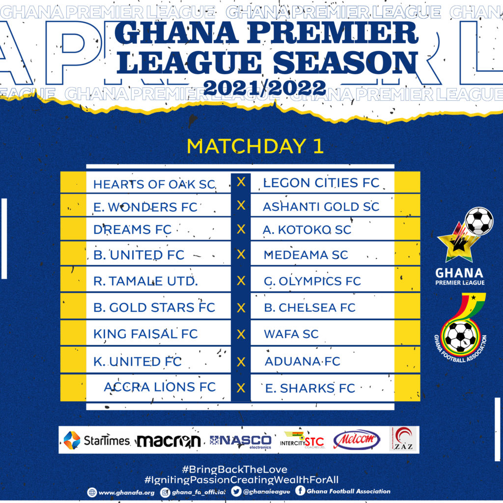 Fixtures for 2021/22 Ghana Premier League released
