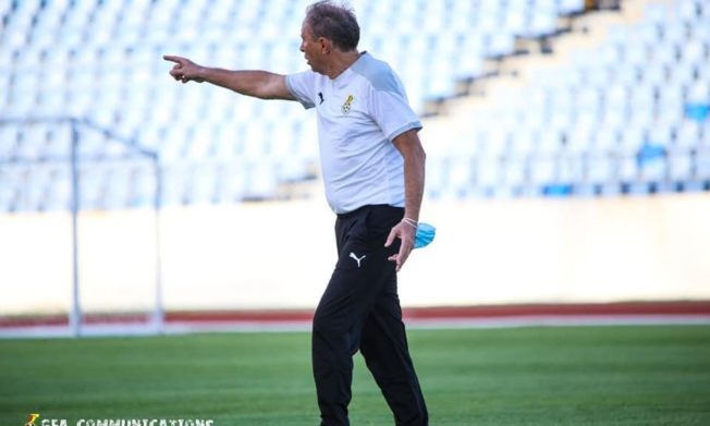 Milovan Rajevac takes charge of first training session in Cape Coast