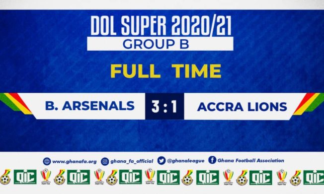 Division One League Super Cup: Ten-man Berekum Arsenal beat Accra Lions to keep semi-final hopes alive