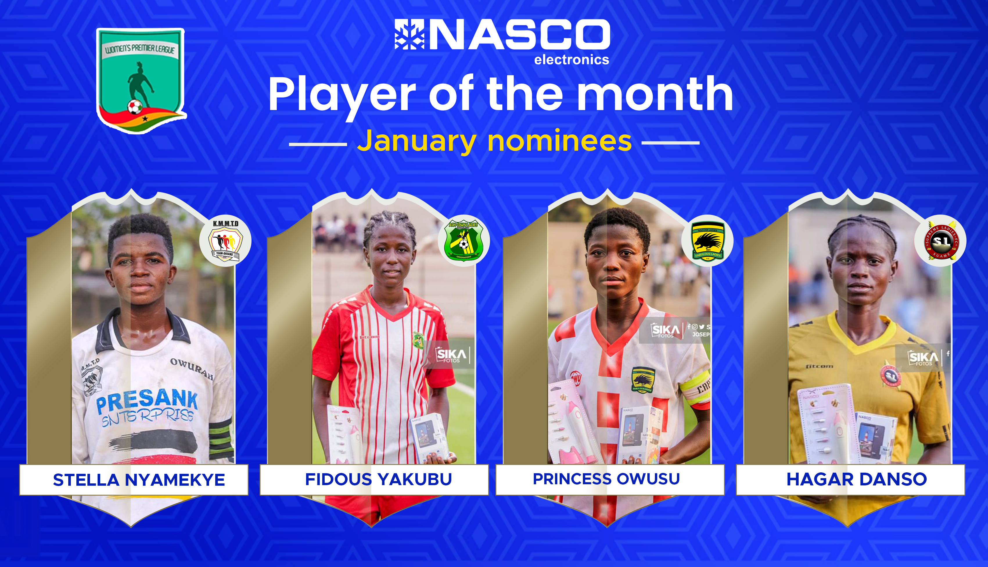 Nyamekye, Fidous, Hagar and Owusu nominated for NASCO Women’s player of the Month for January