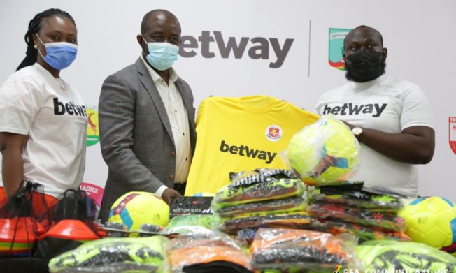 Betway presents warm up kits and training Equipment to GFA for Women’s Football Development