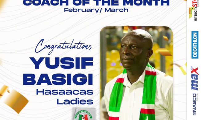 Yusif Bassigi adjudged as NASCO Coach of the Month for February -March