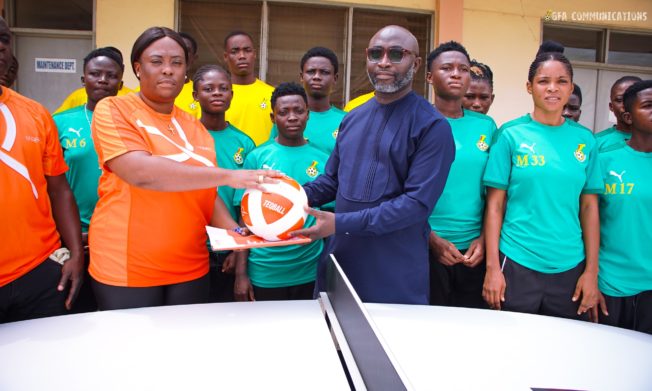GFA receives recreational items from Ghana Teqball Federation