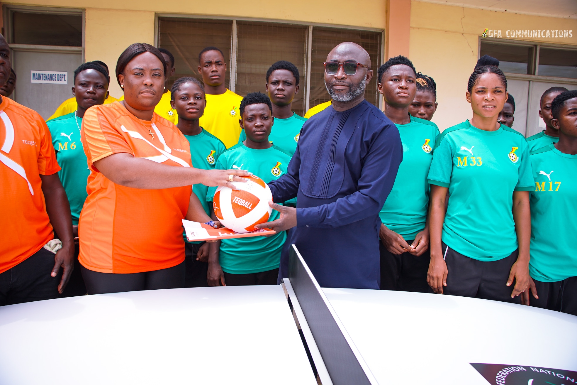 GFA receives recreational items from Ghana Teqball Federation