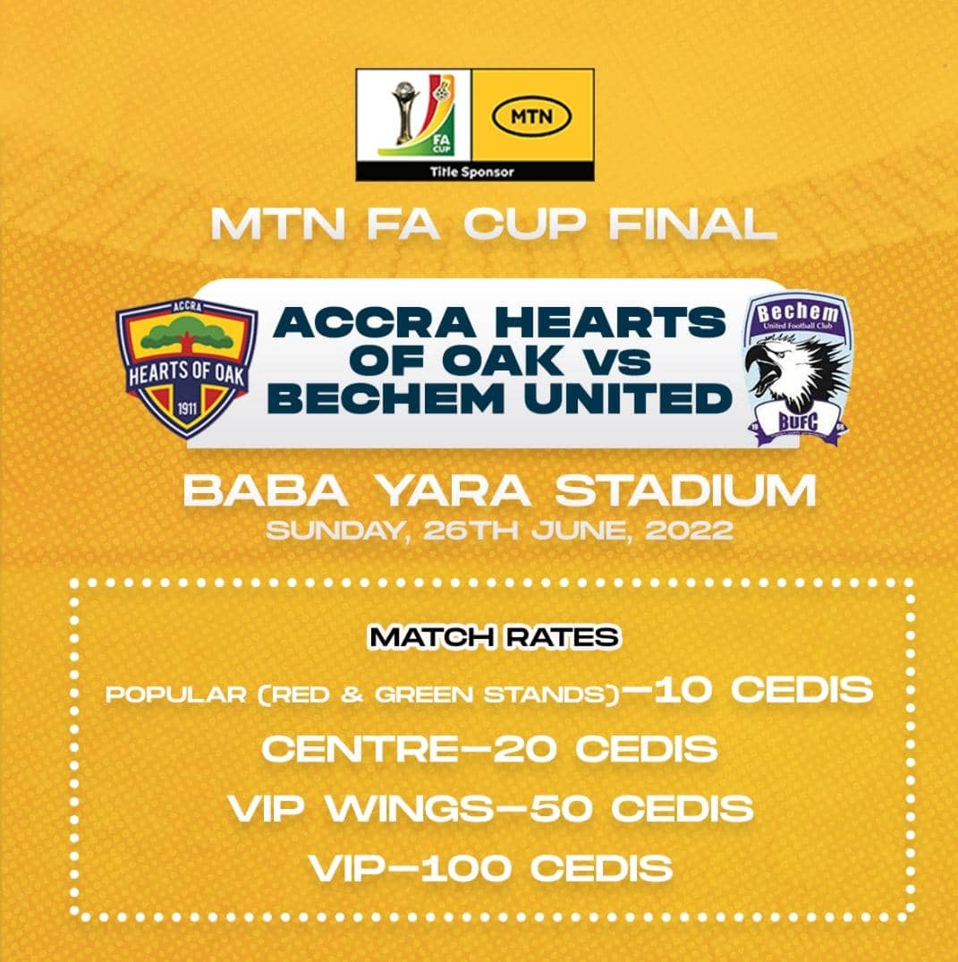 Rates for MTN FA Cup final released