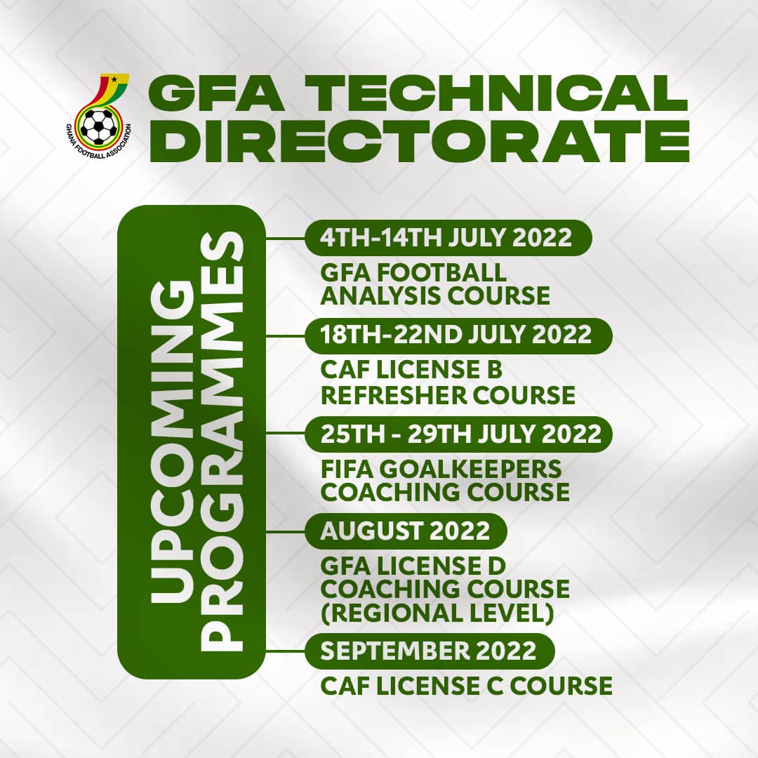 GFA Technical Directorate outlines upcoming Coaching courses