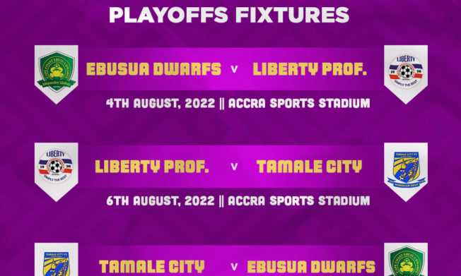 Match Officials for Thursday's Ebusua Dwarfs vs Liberty Professionals play-off match