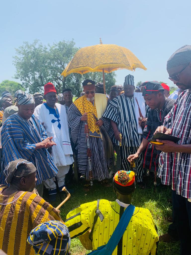 Overlord of Talensi Traditional area cuts sod for construction of Bolgatanga Astro Turf