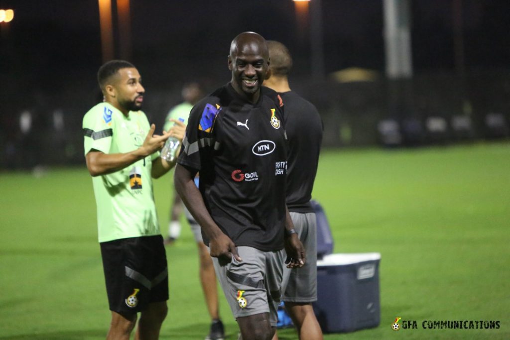 Otto Addo and Andre Ayew speak to the press Wednesday