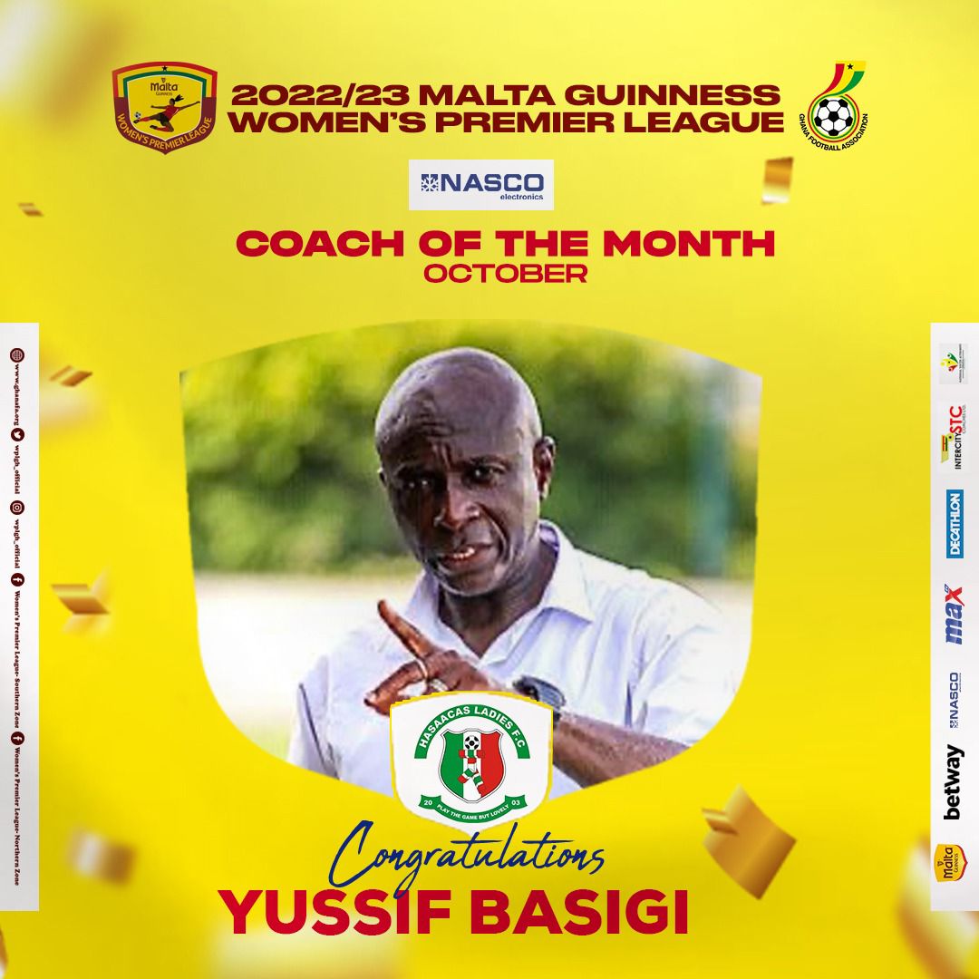 Yusif Basigi wins Nasco WPL coach of the month for October