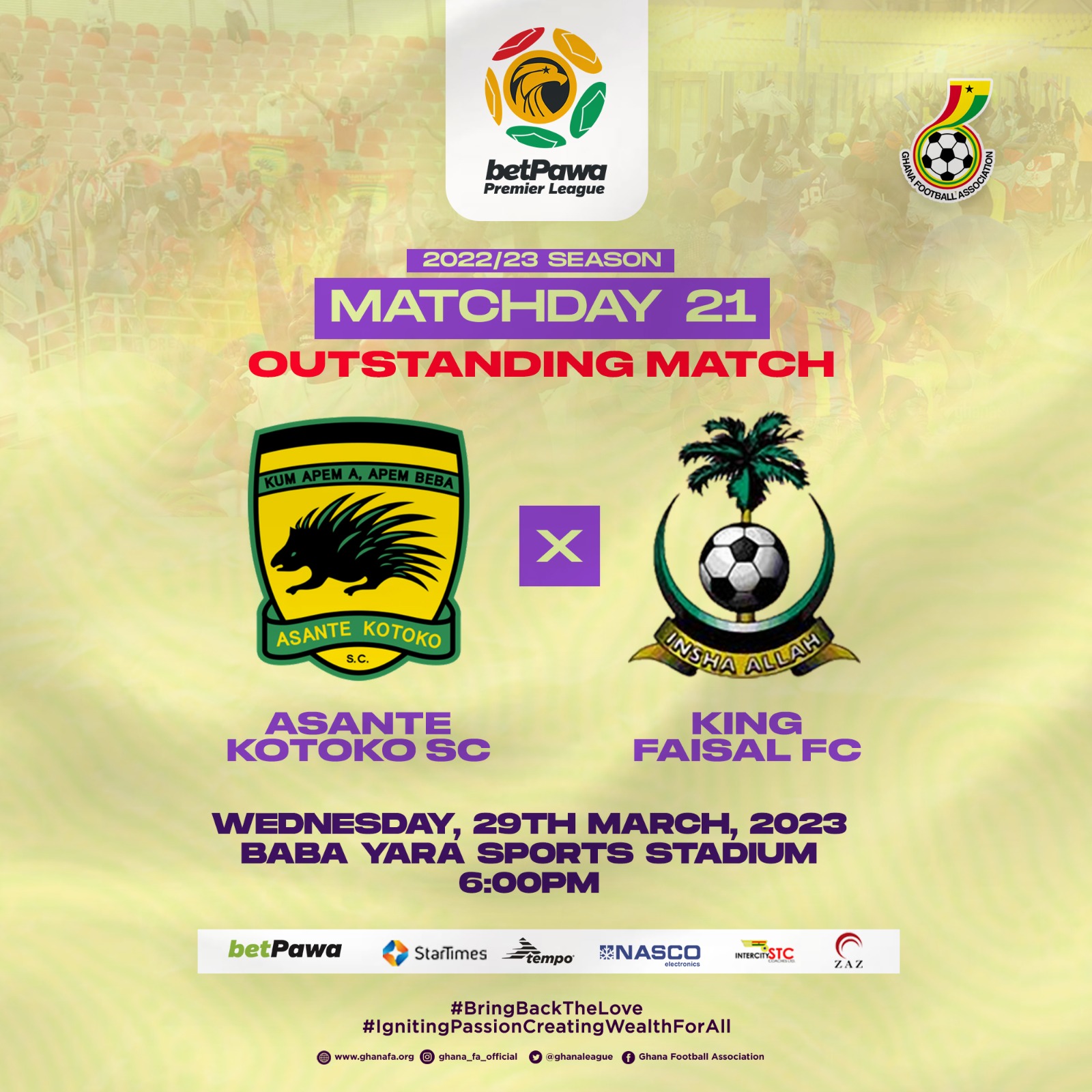 Asante Kotoko Vs. King Faisal League match postponed