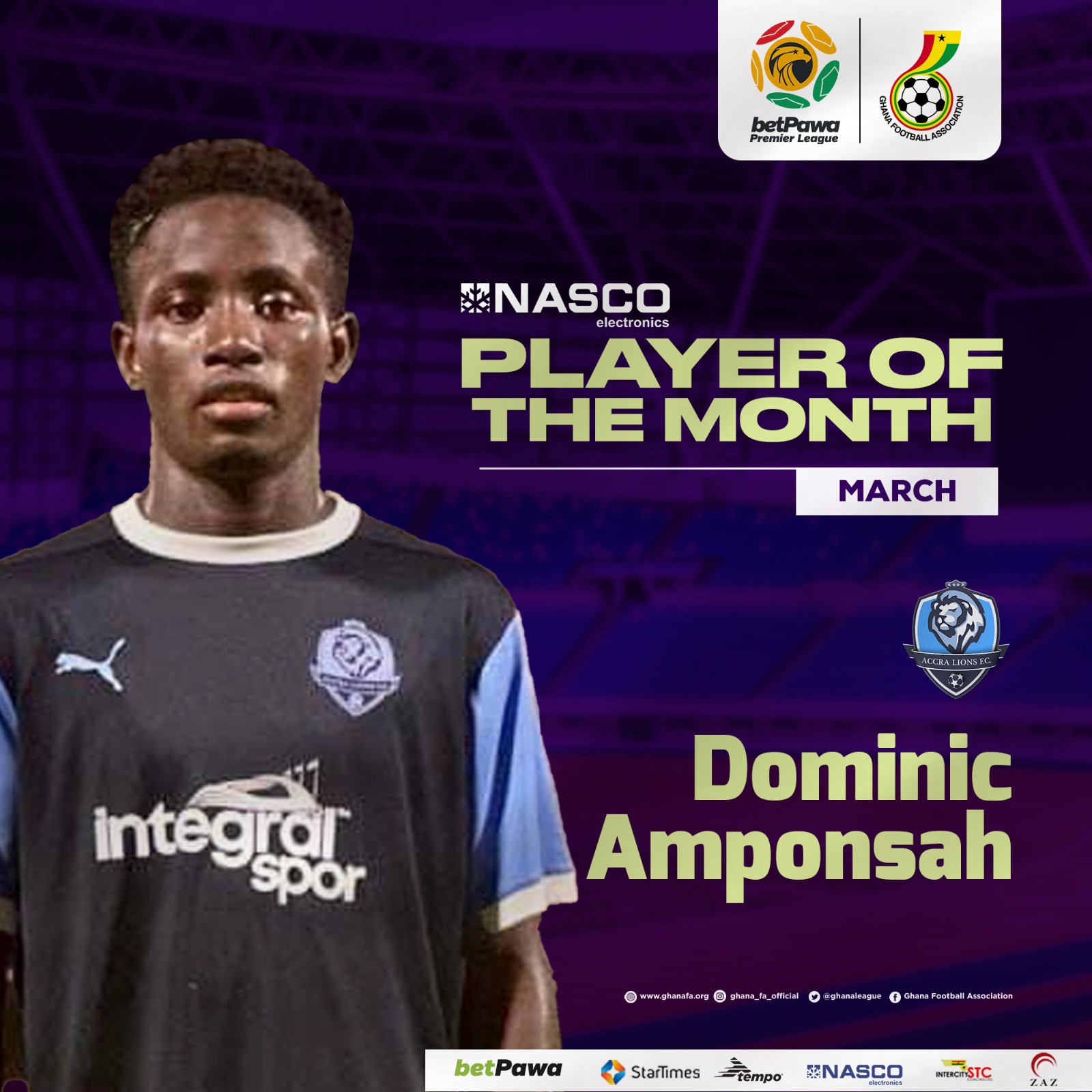 Dominic Amponsah picks up NASCO player of the month award