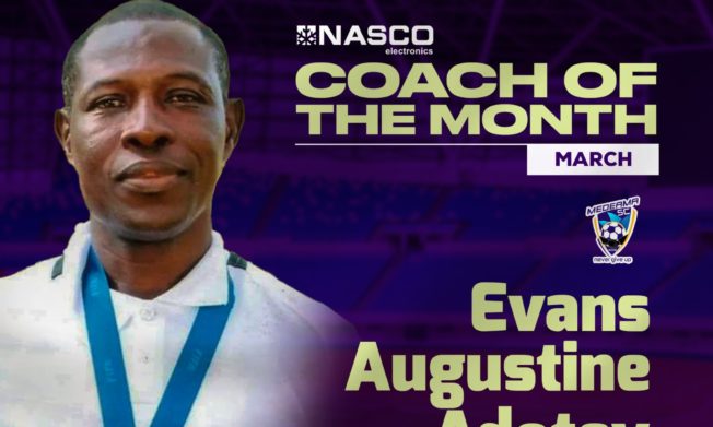 Augustine Adotey wins NASCO coach of the month for March award