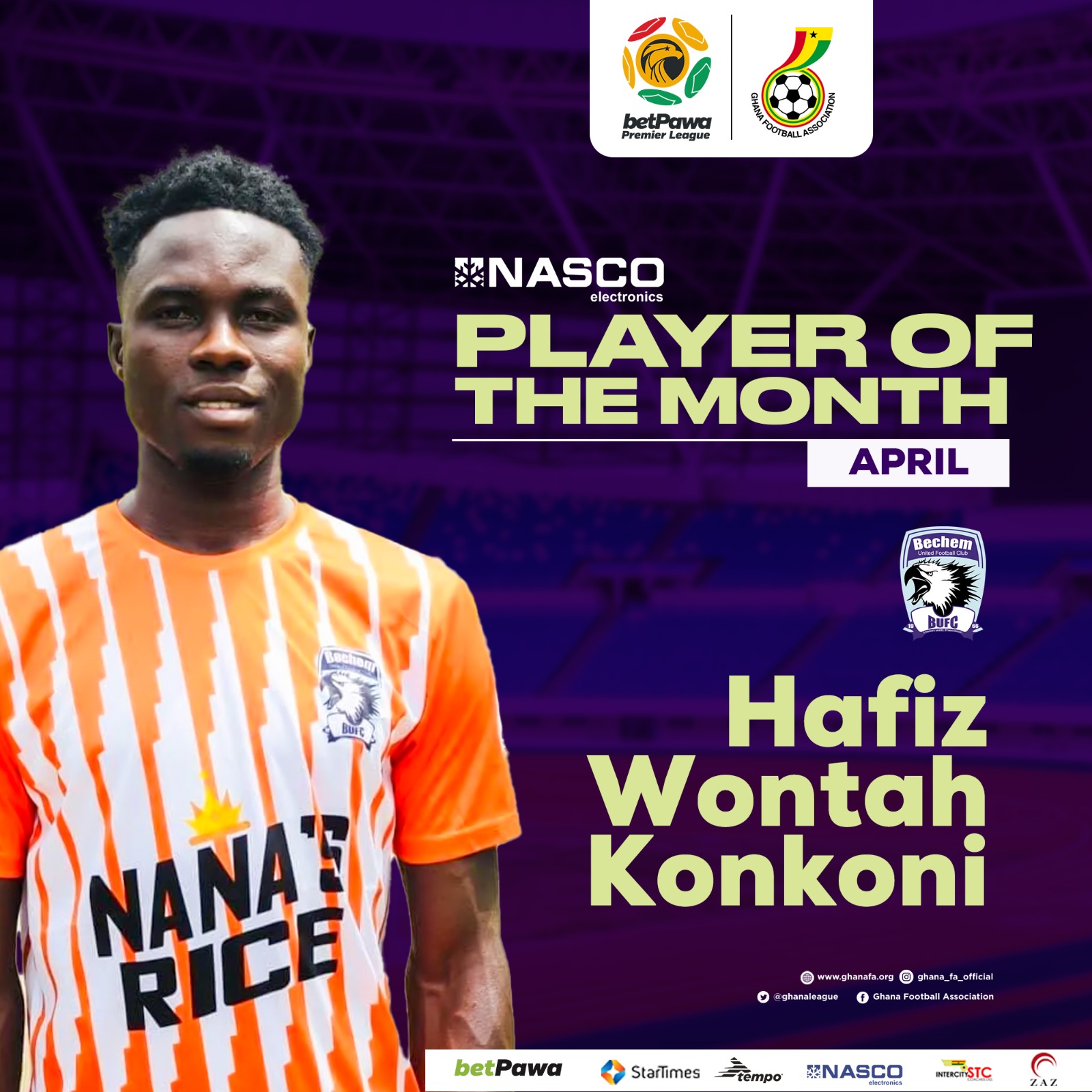 Hafiz Konkoni named NASCO Player of the Month for April