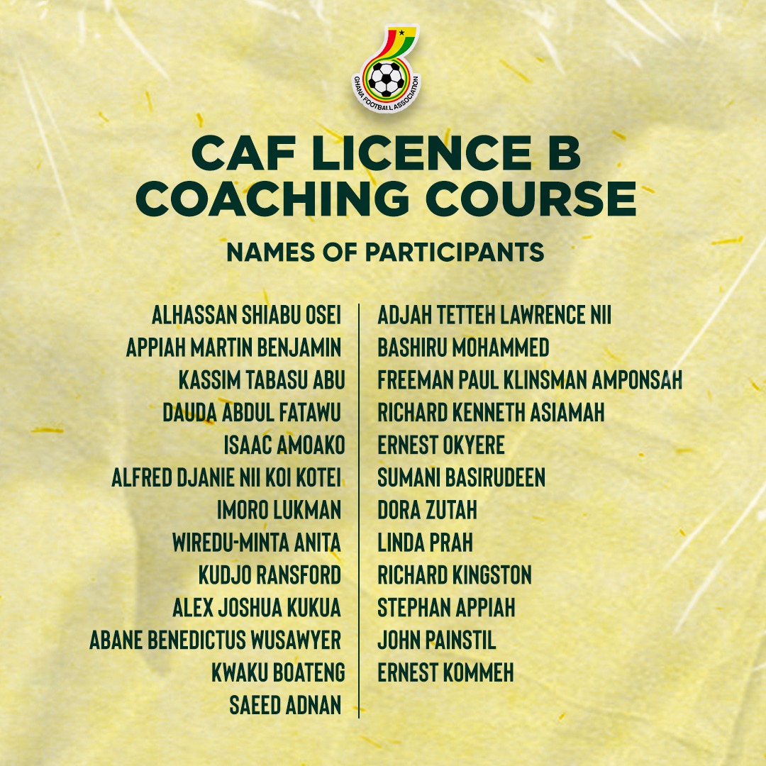 CAF Licence B Coaching course: Diverse group of coaches, retired footballers eager to enhance coaching skills