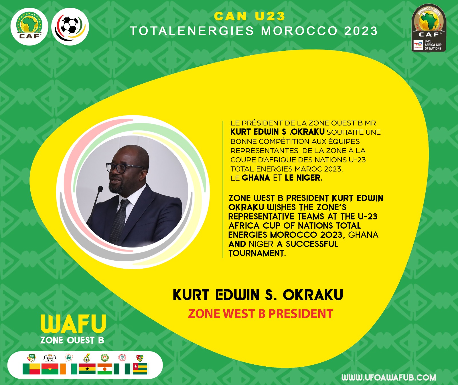 President Simeon-Okraku wishes WAFU B representatives in U-23 AFCON good luck