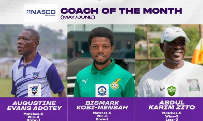 Adotey, Zito & Kobi-Mensah nominated for NASCO Coach of the Month Award