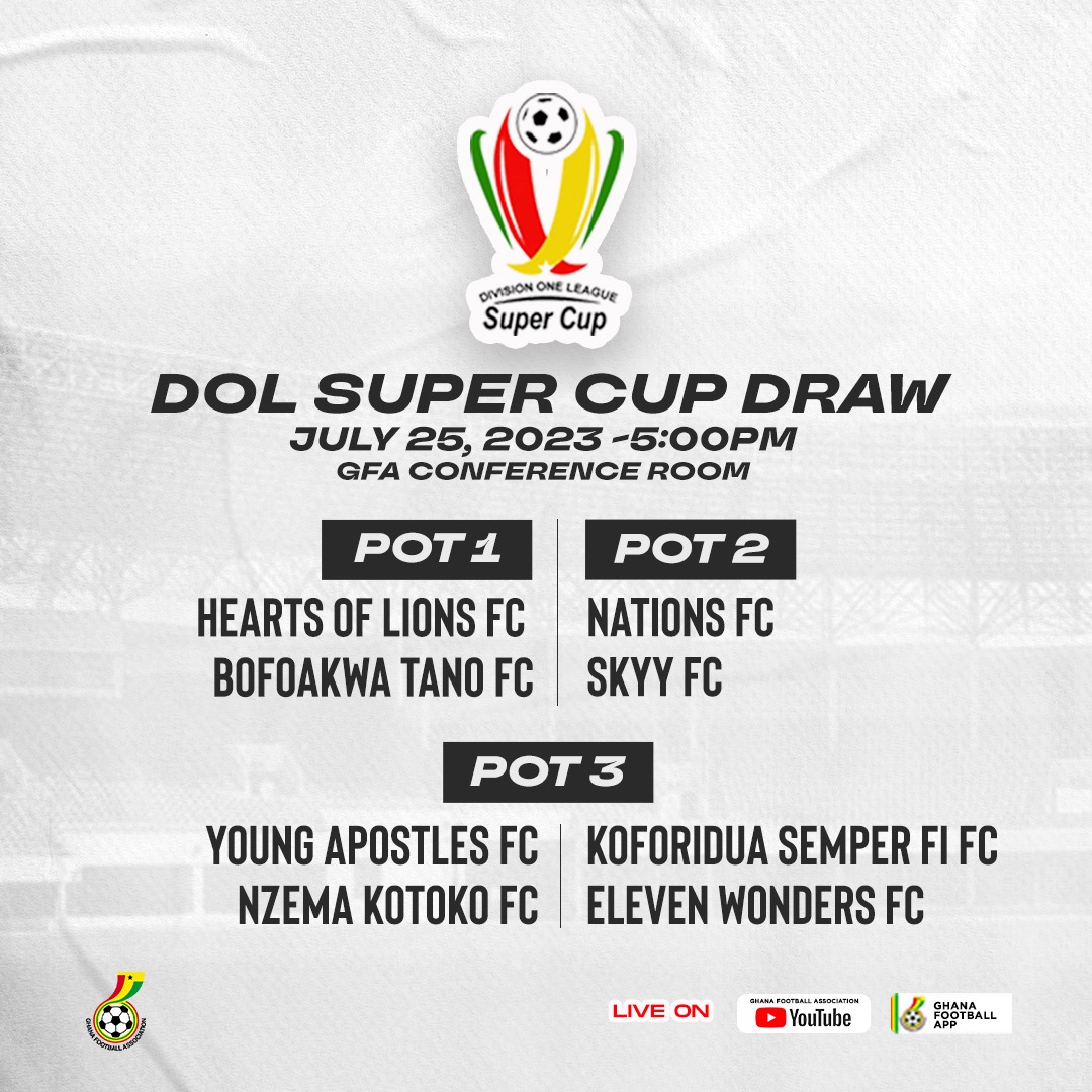 Division One League Super Cup draw set for Tuesday