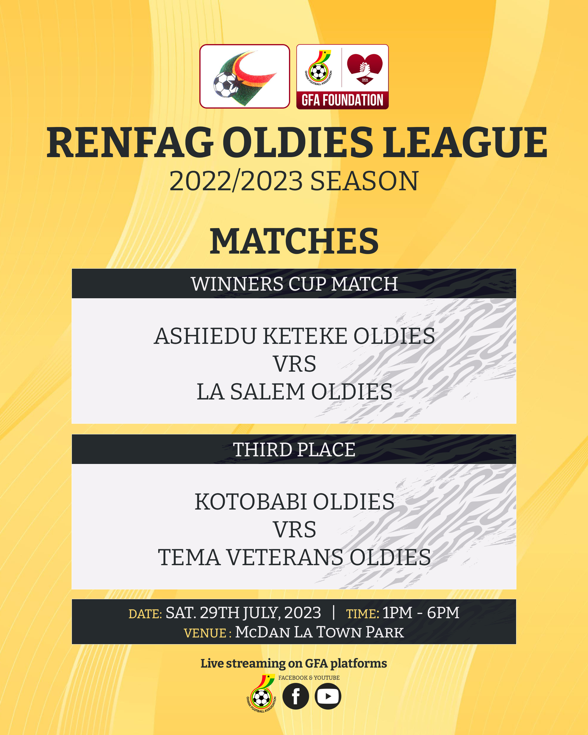 GFA Foundation supports RENFAG Oldies League