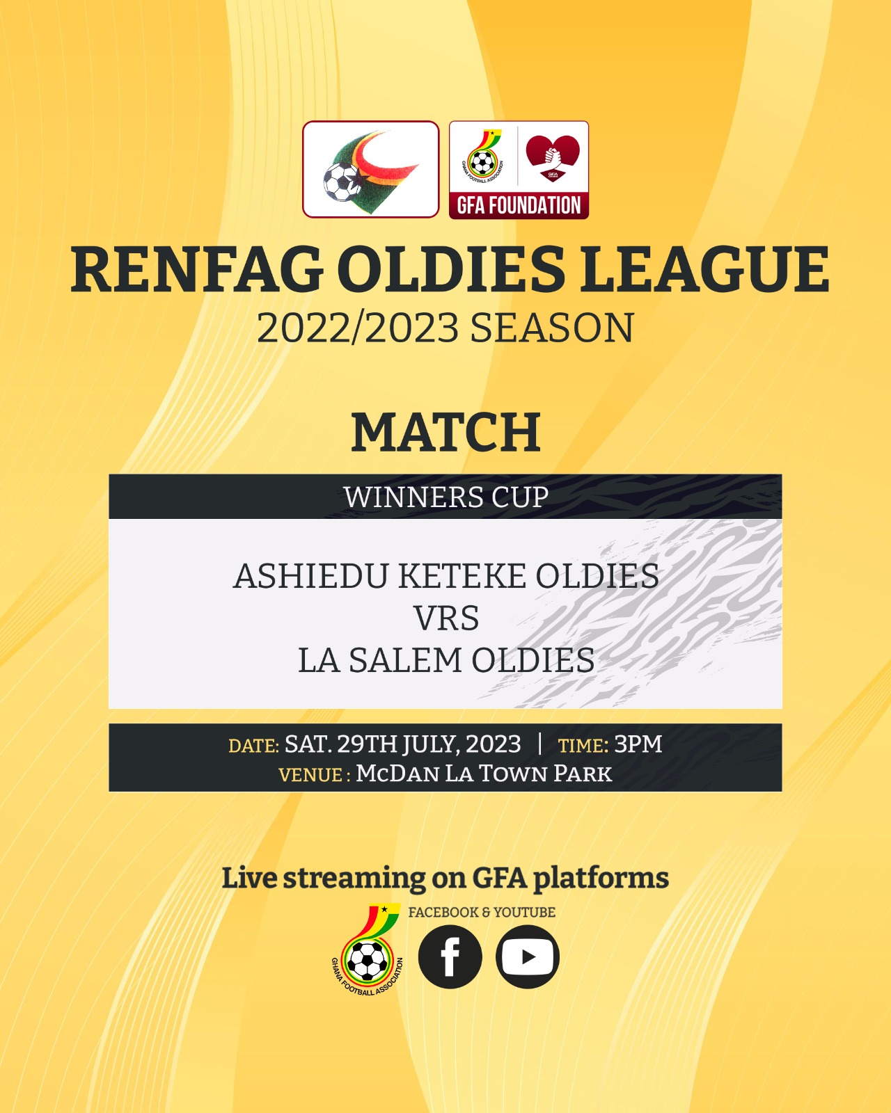 Teams announce squad lists for final matches in RENFAG Oldies League
