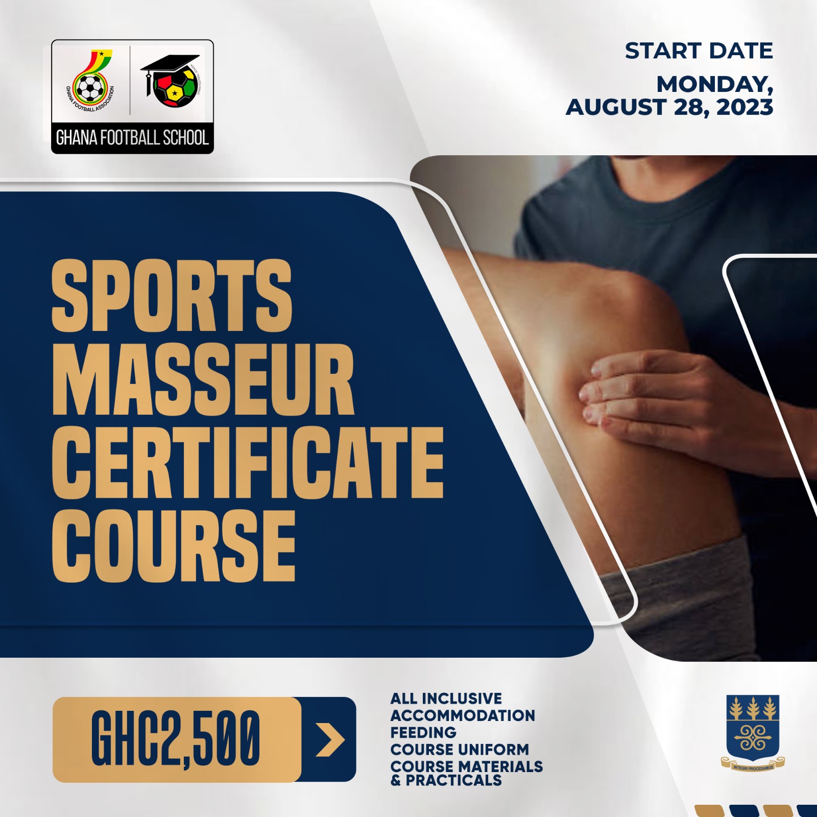 Ghana Football Schools' Sports Masseurs training set for August 28