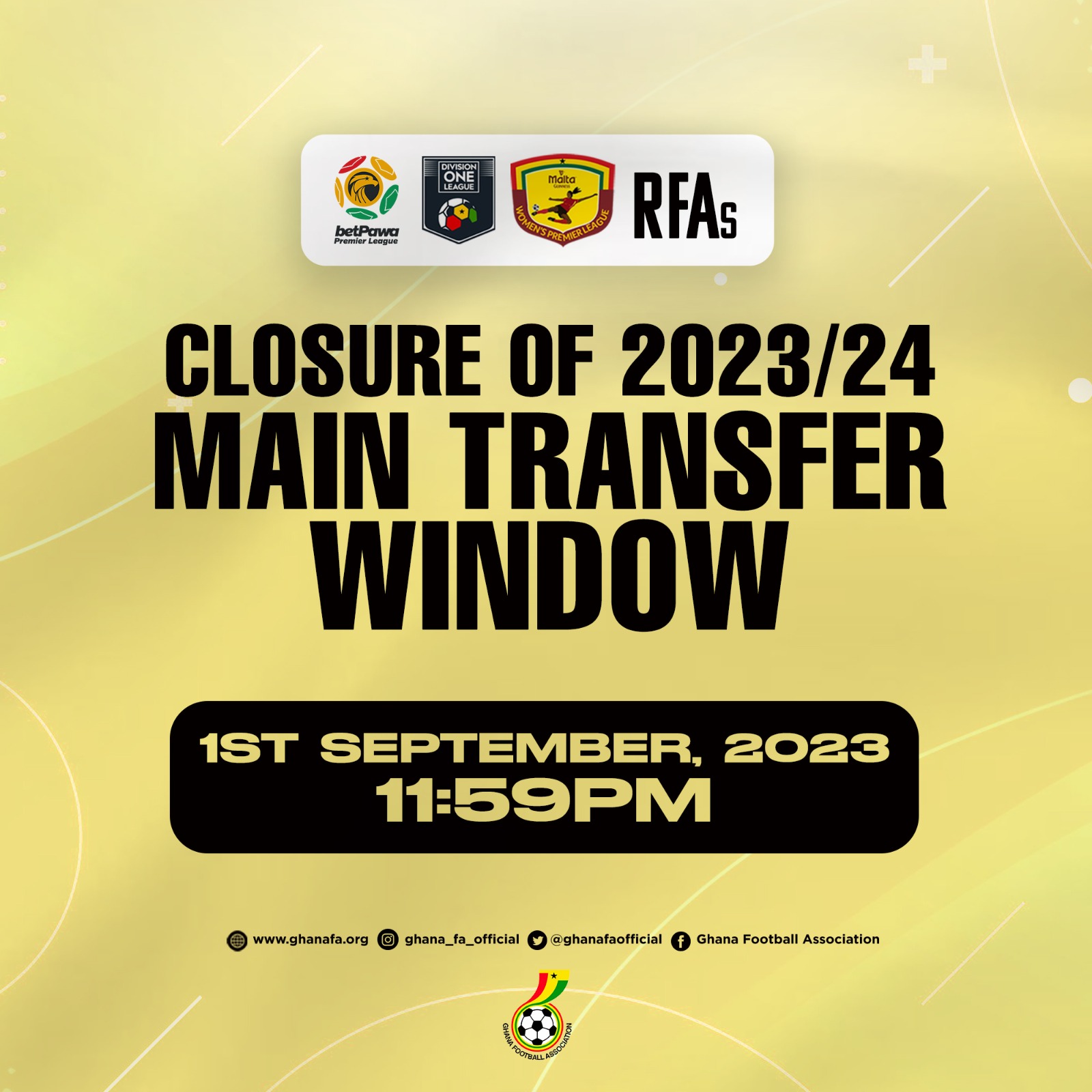 Main Registration window closes on September 1