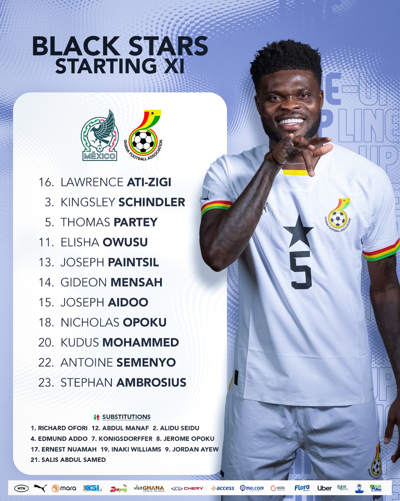 Thomas Partey starts for Ghana against Mexico