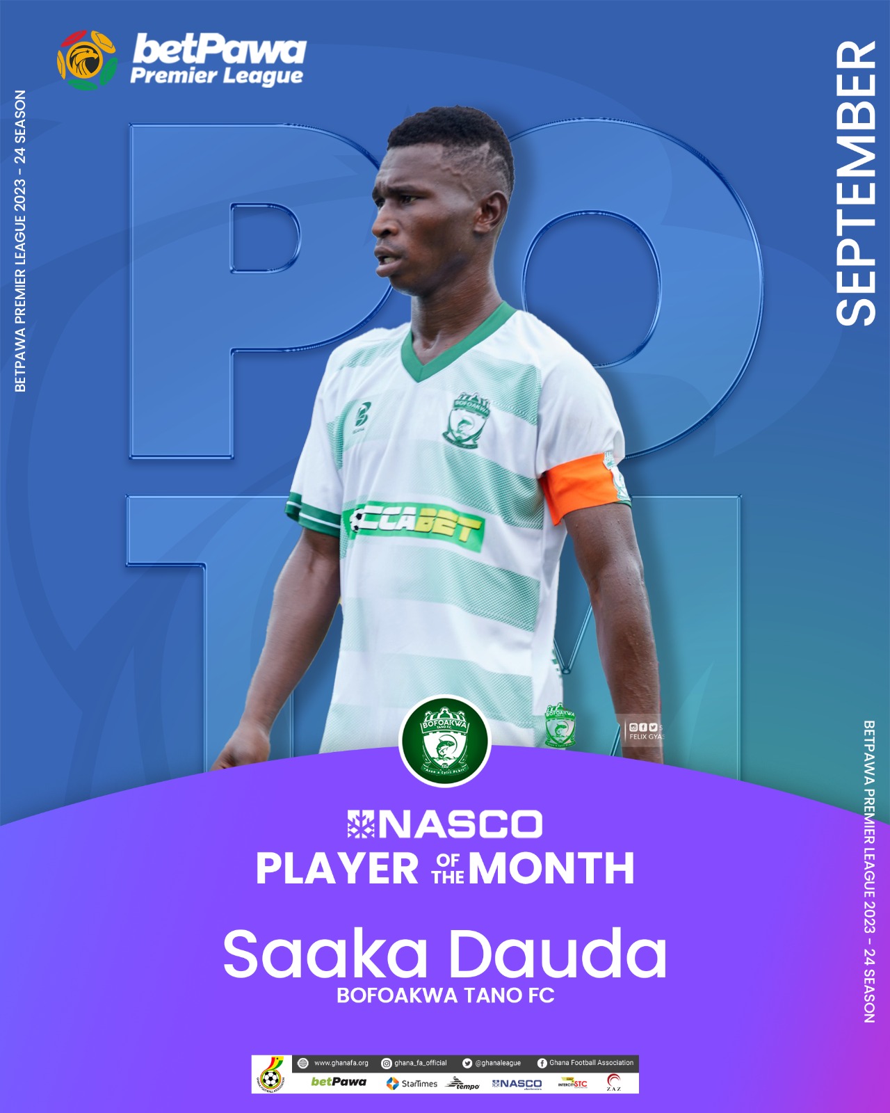 Saaka Dauda named September NASCO Player of the Month