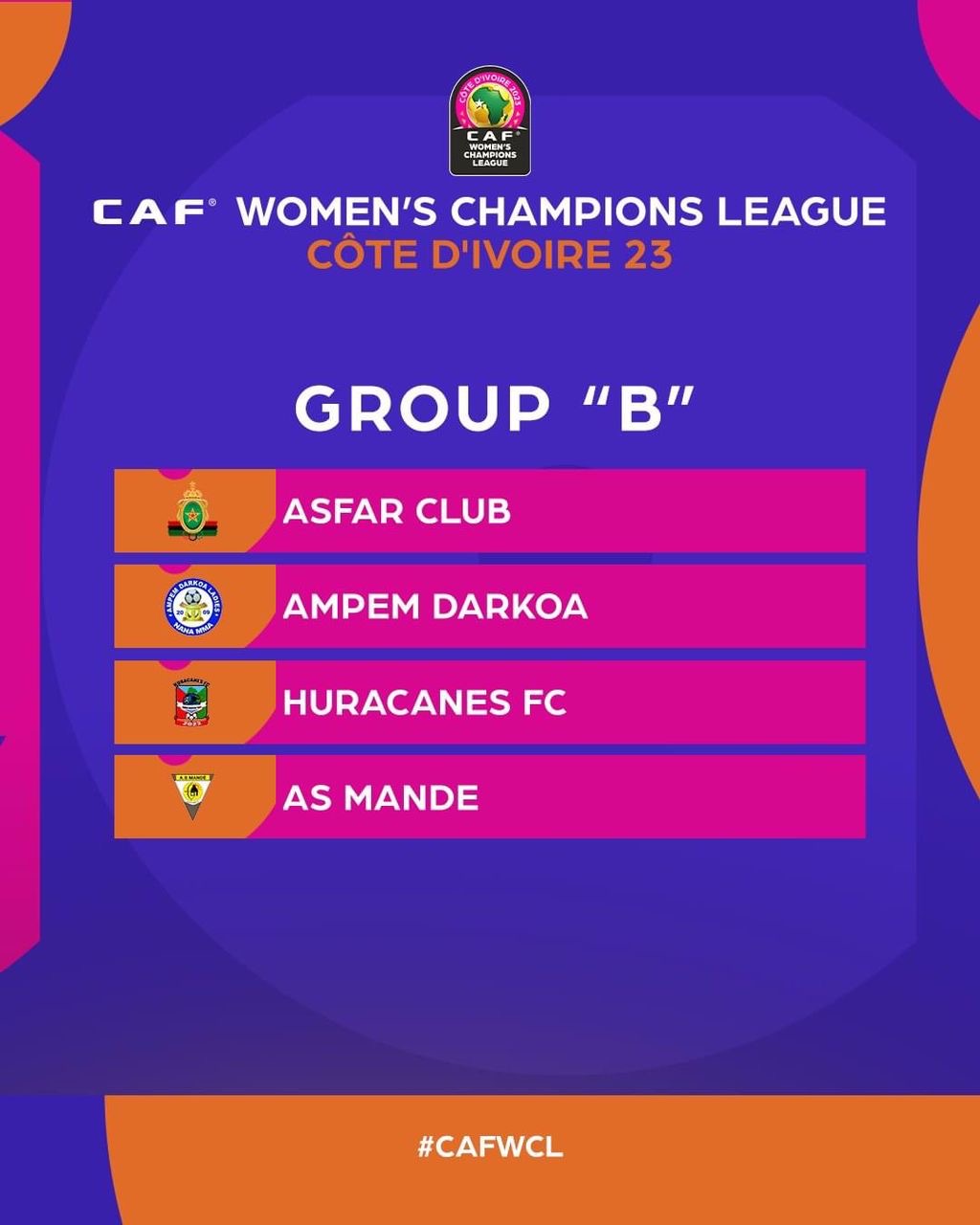 Ampem Darkoa Ladies draw AS FAR, AS Mande and Huracanes FC in Women’s Champions League