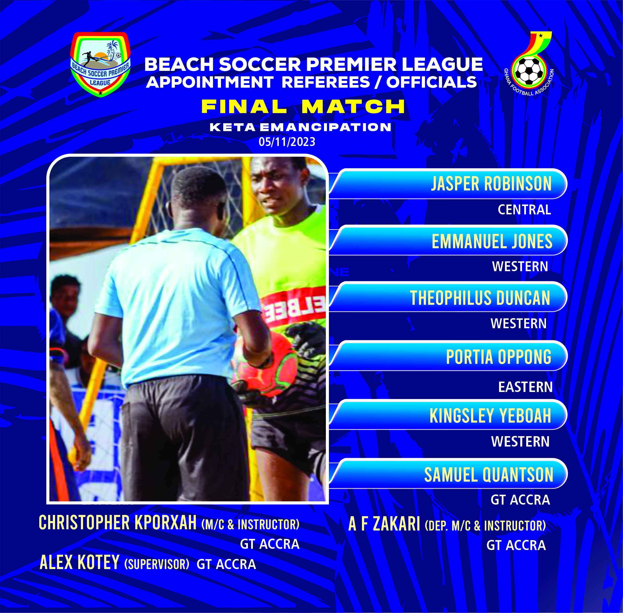 Referees for Beach Soccer Premier League finals announced